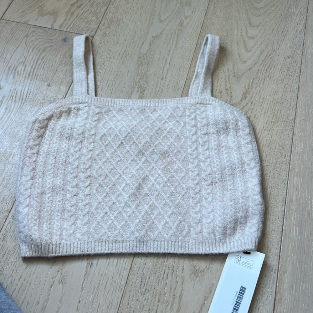 House of Harlow 1960 Cable Knit Cami Crop Top